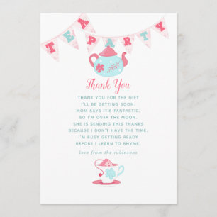 Tarjeta De Agradecimiento Shabby-Moda Baby Shower Tea Fiesta Gracias