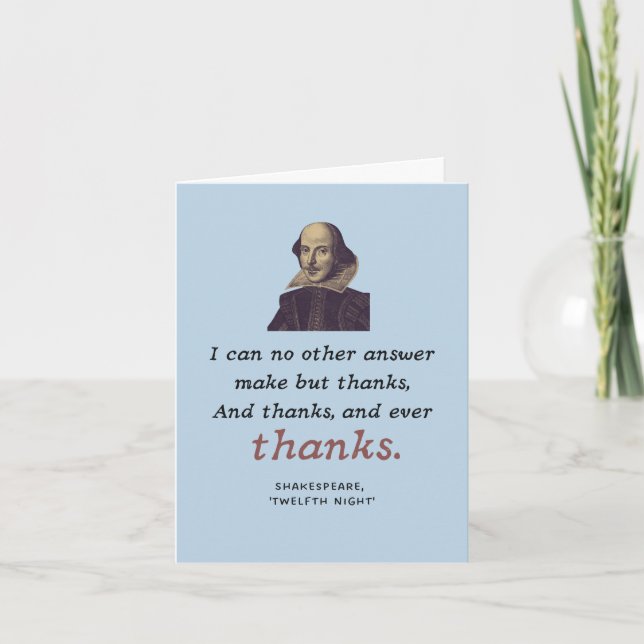 Tarjeta De Agradecimiento Shakespeare Gratitude Elegant Literary Bookish (Anverso)