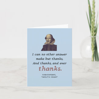 Tarjeta De Agradecimiento Shakespeare Gratitude Elegant Literary Bookish