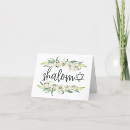 Tarjeta De Agradecimiento Shalom (con Lilies y Estrella de David)