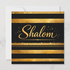 Tarjeta De Agradecimiento Shalom Judaica Judía Oro Negro Lujo Arte Moderno