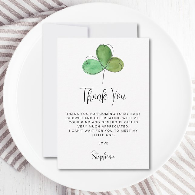 Tarjeta De Agradecimiento Shamrock Baby Shower (Subido por el creador)