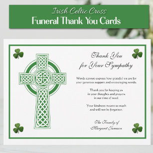 Tarjeta De Agradecimiento Shamrock Condolencia de la Cruz Celta Irlandesa Ca