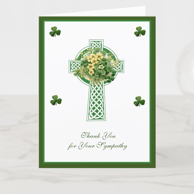 Tarjeta De Agradecimiento Shamrock Condolencia de la Cruz Celta Irlandesa Ca (Subido por el creador)