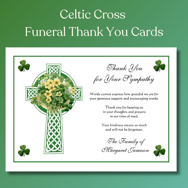 Tarjeta De Agradecimiento Shamrock Condolencia de la Cruz Celta Irlandesa Ca (Subido por el creador)