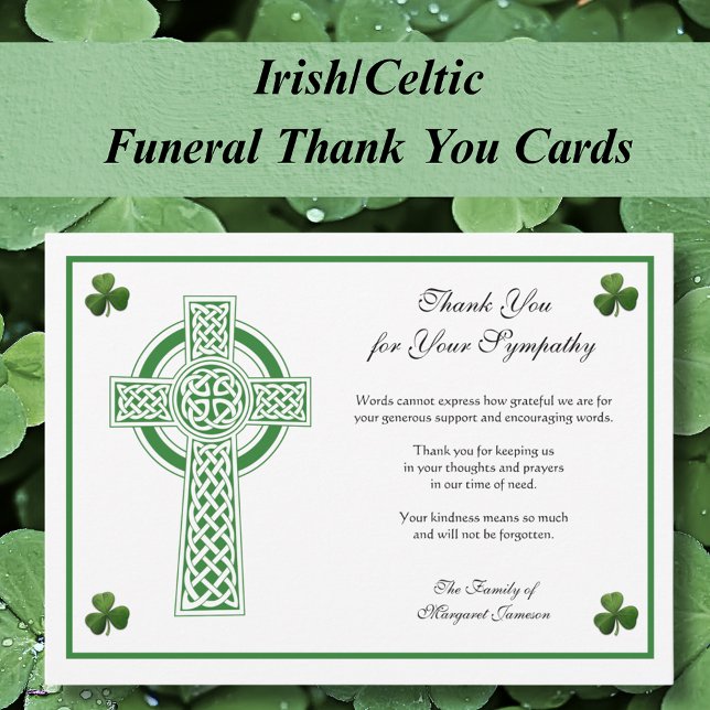 Tarjeta De Agradecimiento Shamrock Condolencia de la Cruz Celta Irlandesa Ca (Subido por el creador)