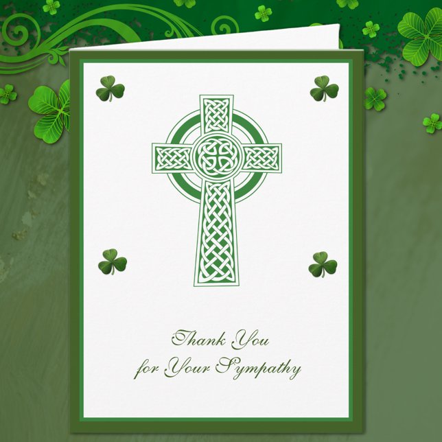 Tarjeta De Agradecimiento Shamrock Condolencia de la Cruz Celta Irlandesa Ca (Subido por el creador)