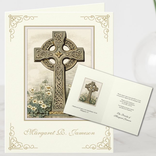 Tarjeta De Agradecimiento Shamrock Condolencia de la Cruz Celta Irlandesa Ca (Subido por el creador)
