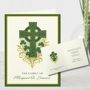 Tarjeta De Agradecimiento Shamrock Condolencia de la Cruz Celta Irlandesa Ca