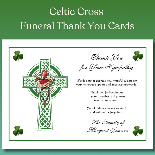 Tarjeta De Agradecimiento Shamrock Mary Condolencia irlandesa de la Cruz Cel (Subido por el creador)