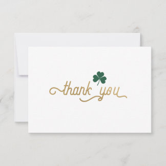 Tarjeta De Agradecimiento Shamrock verde, simple elegante carta de agradecim