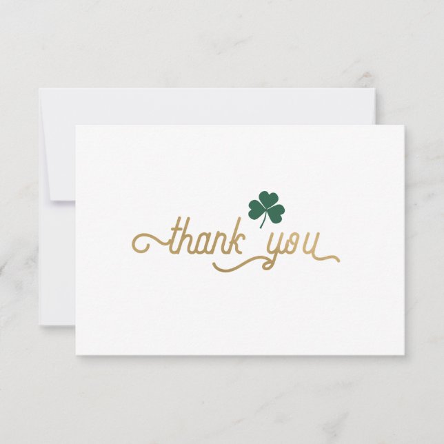 Tarjeta De Agradecimiento Shamrock verde, simple elegante carta de agradecim (Anverso)