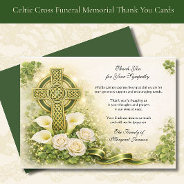 Tarjeta De Agradecimiento Shamrocks Catholic Irish Celtic Cross Condolence 