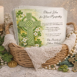 Tarjeta De Agradecimiento Shamrocks Catholic Irish Celtic Cross Condolence