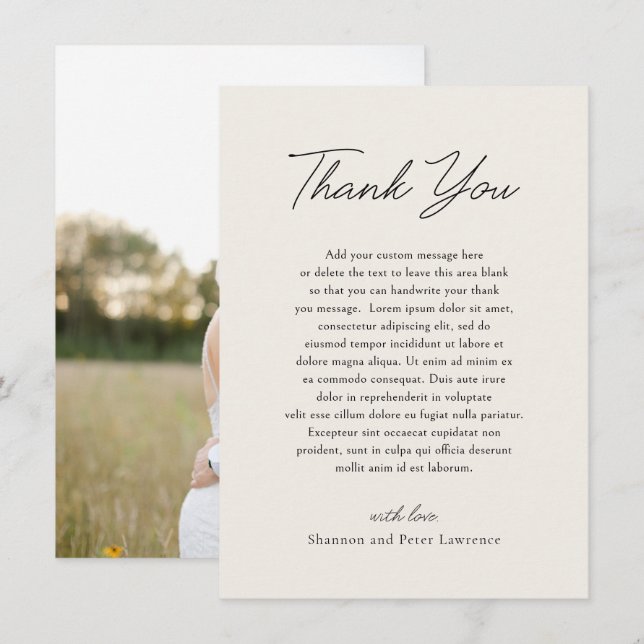 Tarjeta De Agradecimiento Shannon Beige Elegant Wedding (Anverso / Reverso)