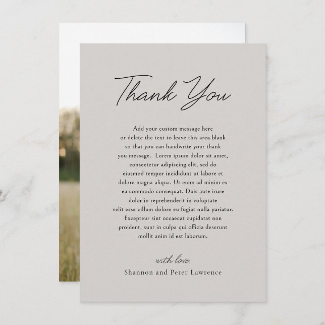 Tarjeta De Agradecimiento Shannon Gray Elegant Wedding (Anverso / Reverso)