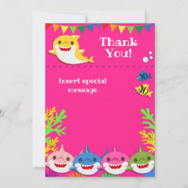 Tarjeta De Agradecimiento Sharks Pink Birthday Gracias