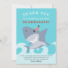 Tarjeta De Agradecimiento Sharktastic Shark Fish Birday Party