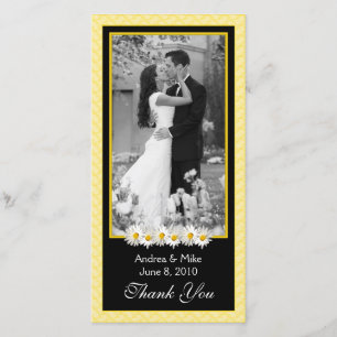 Tarjeta De Agradecimiento Shasta Daisy Boda Amarillo Negro Gracias
