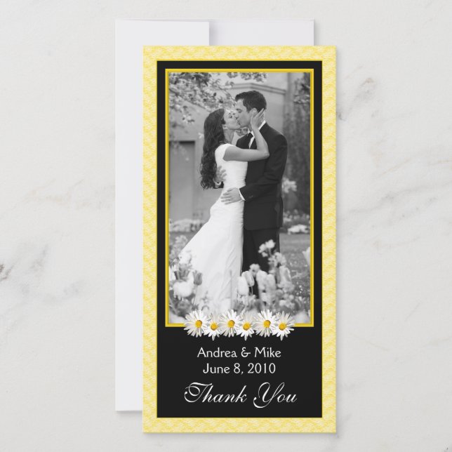 Tarjeta De Agradecimiento Shasta Daisy Boda Amarillo Negro Gracias (Anverso)