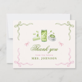 Tarjeta De Agradecimiento She Found Her Perfect Matcha Bow Bridal Shower 