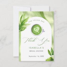 Tarjeta De Agradecimiento She Found Her Perfect Matcha Elegant Bridal Shower