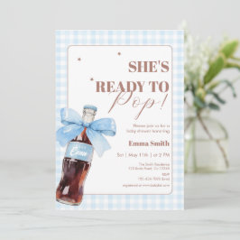 Tarjeta De Agradecimiento She Is Ready to Pop Blue Soda Pop Baby Shower