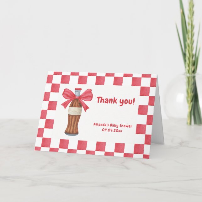 Tarjeta De Agradecimiento She is Ready to Pop Soda Bottle Baby Shower (Anverso)