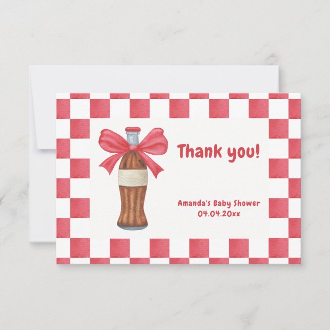 Tarjeta De Agradecimiento She is Ready to Pop Soda Bottle Baby Shower (Anverso)