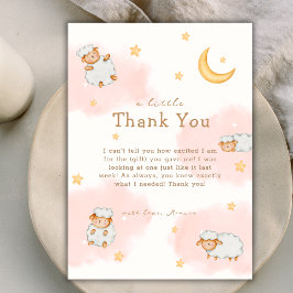 Tarjeta De Agradecimiento Sheep Twinkle Twinkle Moon Stars Chica Baby Shower