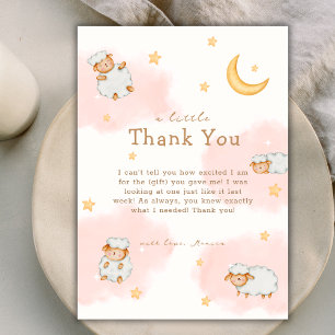 Tarjeta De Agradecimiento Sheep Twinkle Twinkle Moon Stars Chica Baby Shower