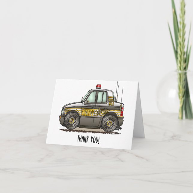 Tarjeta De Agradecimiento Sheriff Car Patrulla Car Car (Anverso)