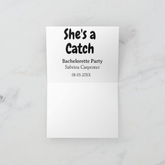 Tarjeta De Agradecimiento She's a catch bachelorette party name date simple 