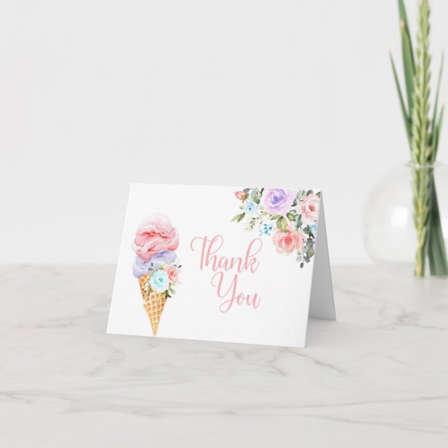 Tarjeta De Agradecimiento She's Been Scooped Up Ice Cream Thank You Card (Anverso)
