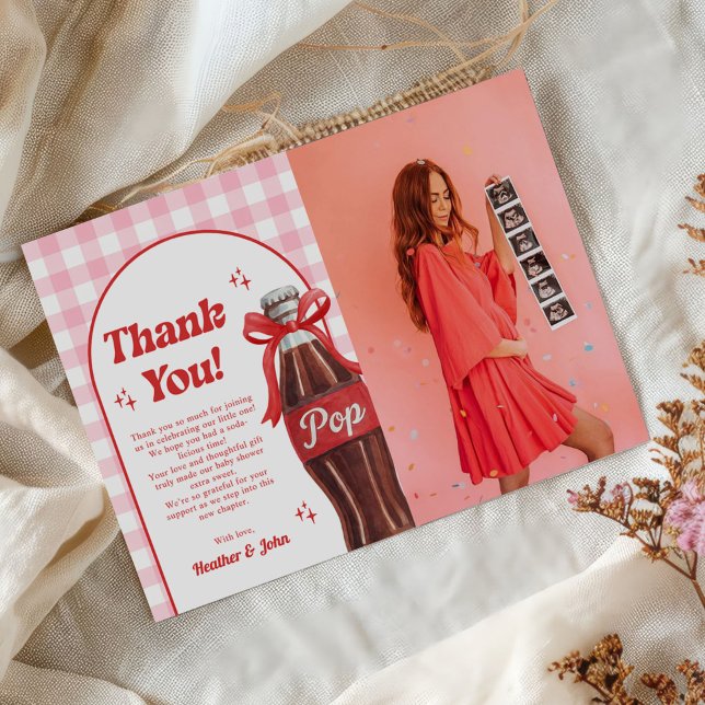 Tarjeta De Agradecimiento She's Ready to Pop Soda Baby Shower Photo (Subido por el creador)