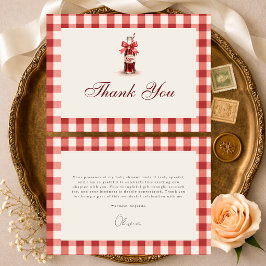 Tarjeta De Agradecimiento She's Ready to Pop Soda Gingham Baby Shower