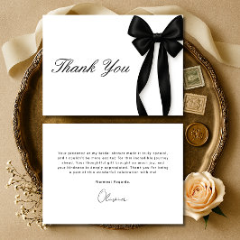 Tarjeta De Agradecimiento She's Tying the Knot Black Bow Bridal Shower
