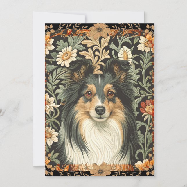 Tarjeta De Agradecimiento Shetland Sheepdog Sheltie Garden Tapestry Invites (Anverso)