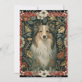 Tarjeta De Agradecimiento Shetland Sheepdog Sheltie Garden Tapestry Invites