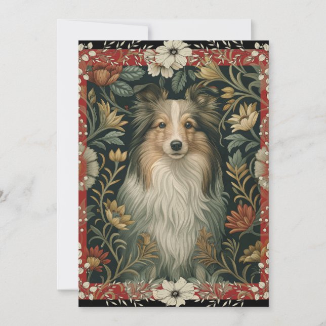 Tarjeta De Agradecimiento Shetland Sheepdog Sheltie Garden Tapestry Invites (Anverso)