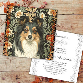 Tarjeta De Agradecimiento Shetland Sheepdog Sheltie Garden Tapestry Invites