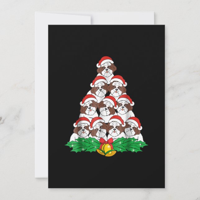 Tarjeta De Agradecimiento Shih Tzu Christmas Tree Dog Xmas Lover (Anverso)