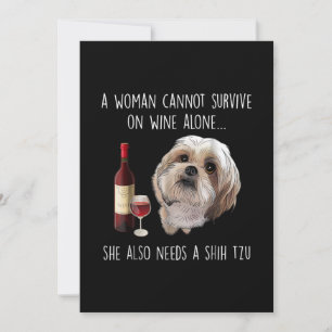 Tarjeta De Agradecimiento Shih Tzu   Una mujer no puede sobrevivir solo con 