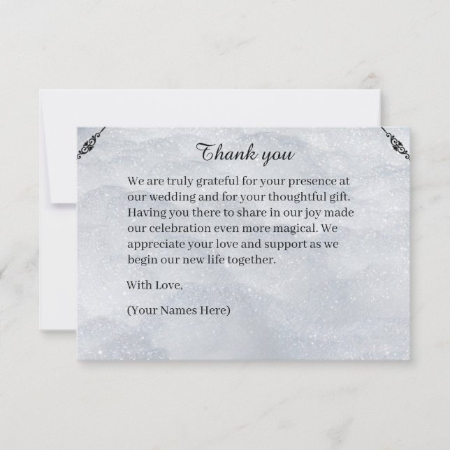 Tarjeta De Agradecimiento Shimmering Filigree Silver Flat Thank You Card (Anverso)
