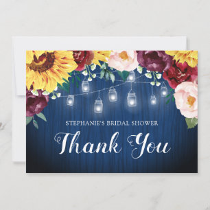 Tarjeta De Agradecimiento Shower Sunflower Mason Jar Luces