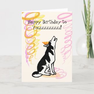 Tarjeta De Agradecimiento Shusky siberiano aullando feliz cumpleaños