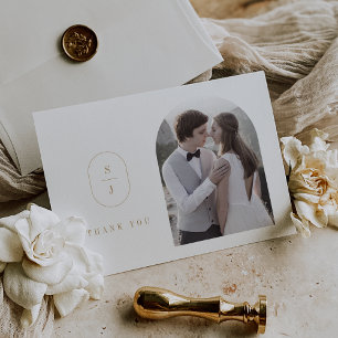 Tarjeta De Agradecimiento SHYLAH Flat Boda de fotografía de Boho Gold Classi