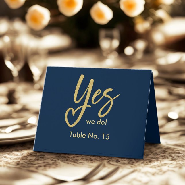 Tarjeta De Agradecimiento Sí Hacemos boda azul marino Gold número de tabla (Subido por el creador)