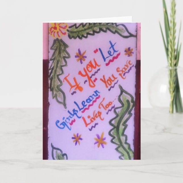 Tarjeta De Agradecimiento "Si usted dejó a chicas aprenderle para ahorrar (Anverso)