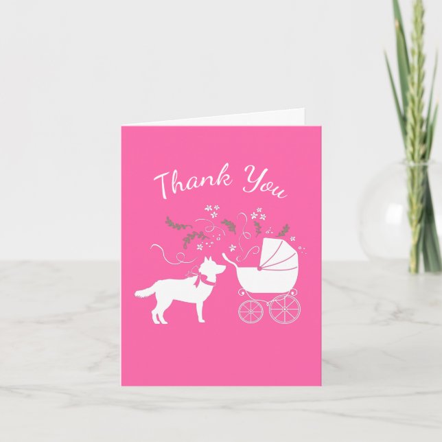 Tarjeta De Agradecimiento Siberian Husky Baby Shower (Anverso)